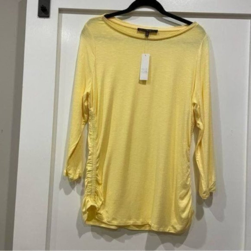 White House Black Market ¾ Sleeve Shirred-Side‎ Knit Tee - Size XL